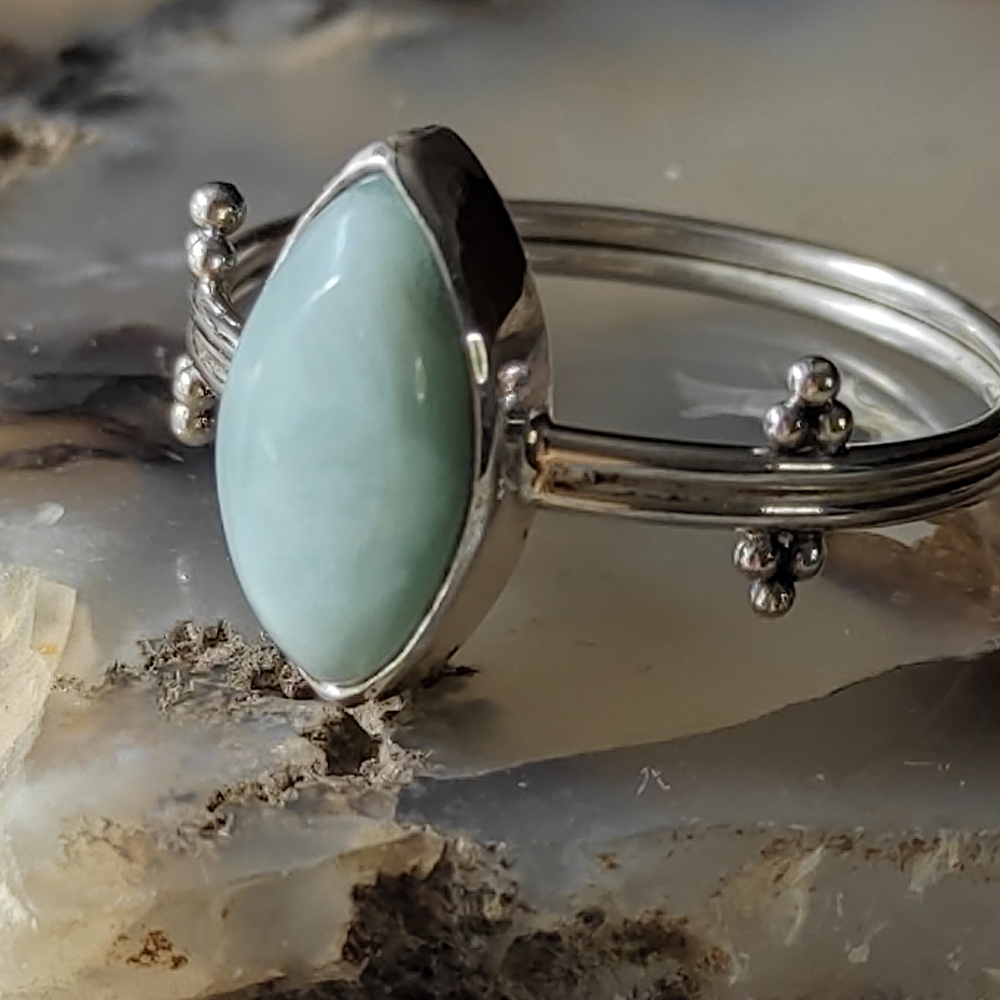 Кольцо ТРЕТИЙ ГЛАЗ, ларимар/серебро