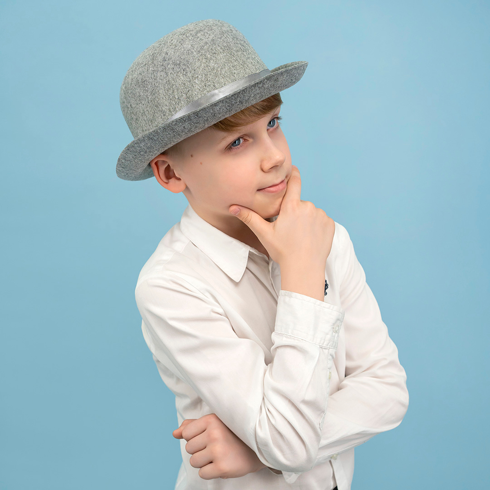 Шляпа Котелок, фетр, Серый, 56-58 разм.