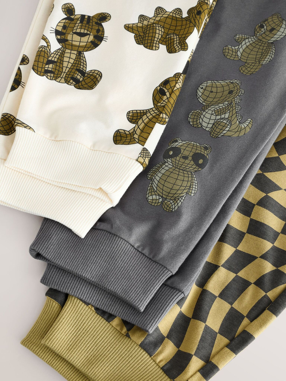 Пижама для мальчика Next AJ0-575, 3 шт., Хаки, Молочный, Серый