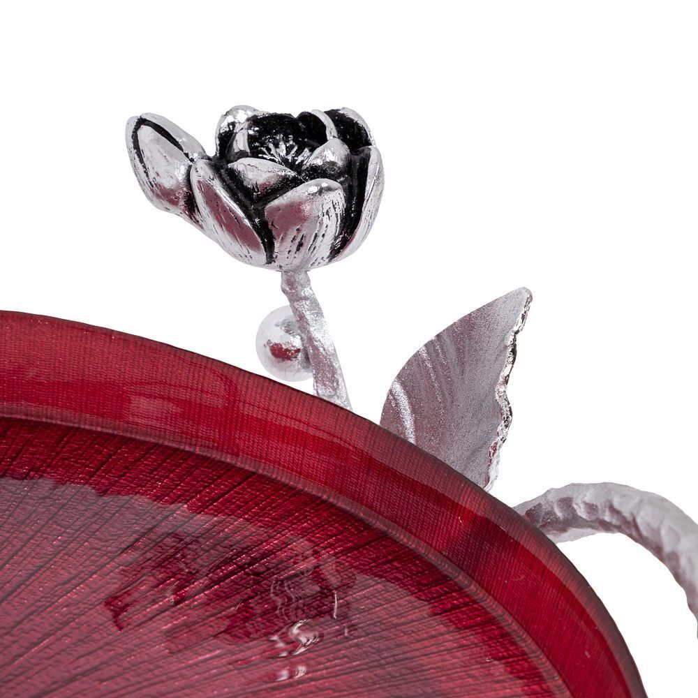 Фруктовница-конфетница Нимфея (поднос) Античное Серебро Бордовый