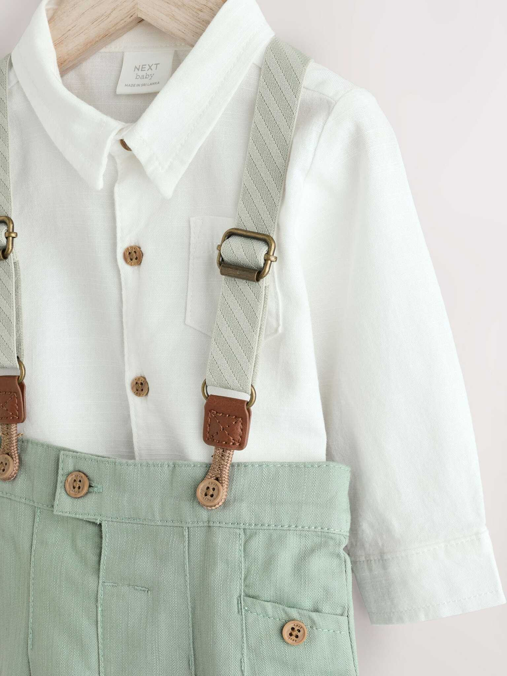 Рубашка и брюки в комплекте для мальчиков Next AR6-785, Белый, Зеленый