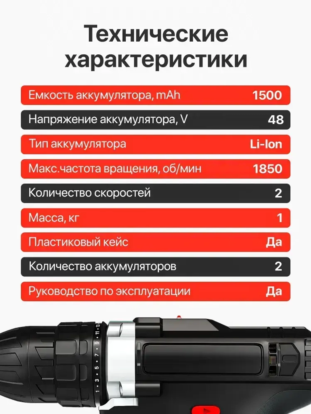 KD HAMMER-DRILL Дрель-шуруповерт, 21 В, 42 Нм, 2 АКБ