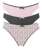 Набор из 3 черно-розовых трусиков-слип Olivia (Размер: M) (Цвет: черный с розовым)