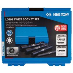 KING TONY (9TD164MR) Набор торцевых головок для поврежденных гаек и болтов, 17, 19, 21 мм, 4 предмета
