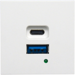 USB зарядное устройство,  3A ,  65W,  Type A + C,  2 мод.,  бел. матовая  (45х45мм)