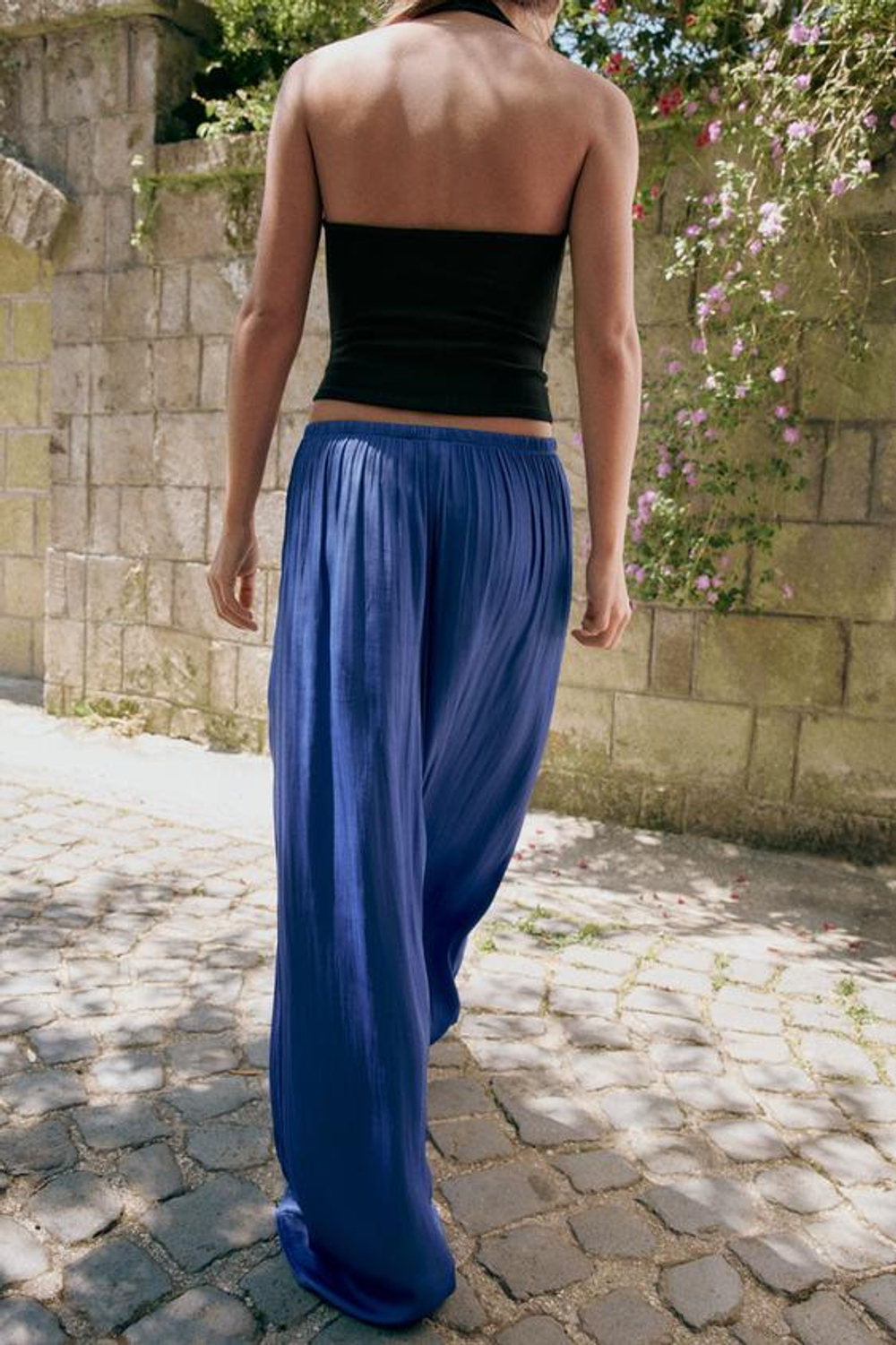 ZARA СВОБОДНЫЕ БРЮКИ ПАЛАЦЦО, СИНИЙ ЭЛЕКТРИК