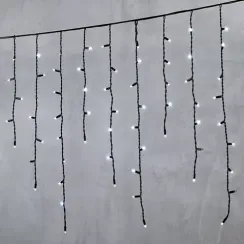 Светодиодная бахрома с колпачком 3,2*0,9 м., 168 белых LED ламп, мерцание, каучуковый черный провод, LTC (LL168BLW-1-2W)