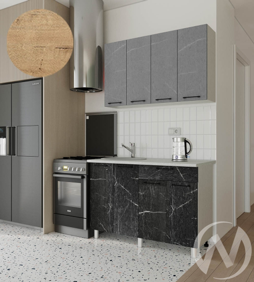 Кухня Мэйбл 1.2м (корпус белый/мрамор лайт; мрамор дарк) 38мм дуб бунратти