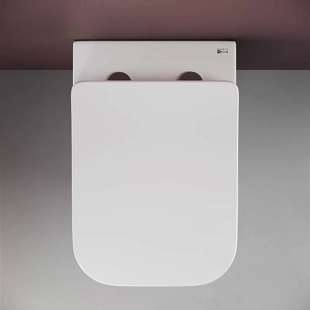 Унитаз подвесной Ceramica Nova Metric Rimless CN3007_1002B безободковый, с крышкой микролифт, с инсталляцией и черной матовой кнопкой