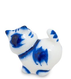 ГЛ- 203 Фигурка «Кот-Хвост» (Гжельский фарфор)