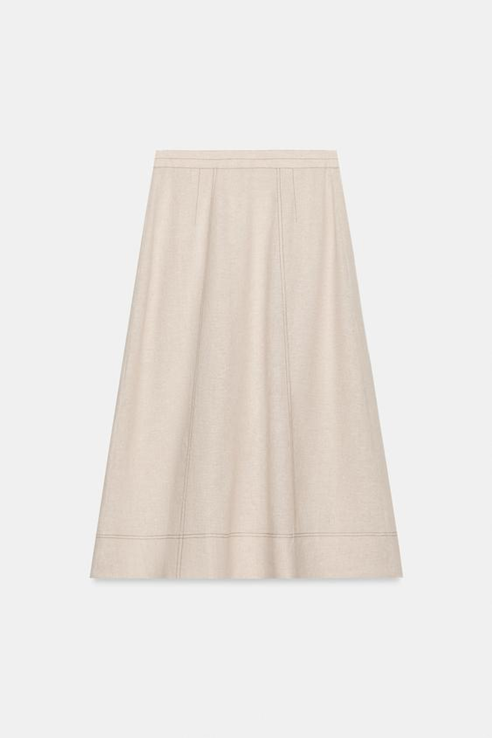 ZARA ЛЬНЯНАЯ ЮБКА НА ЗАПÁХЕ СО СТРОЧКОЙ, СВЕТЛО-БЕЖЕВЫЙ