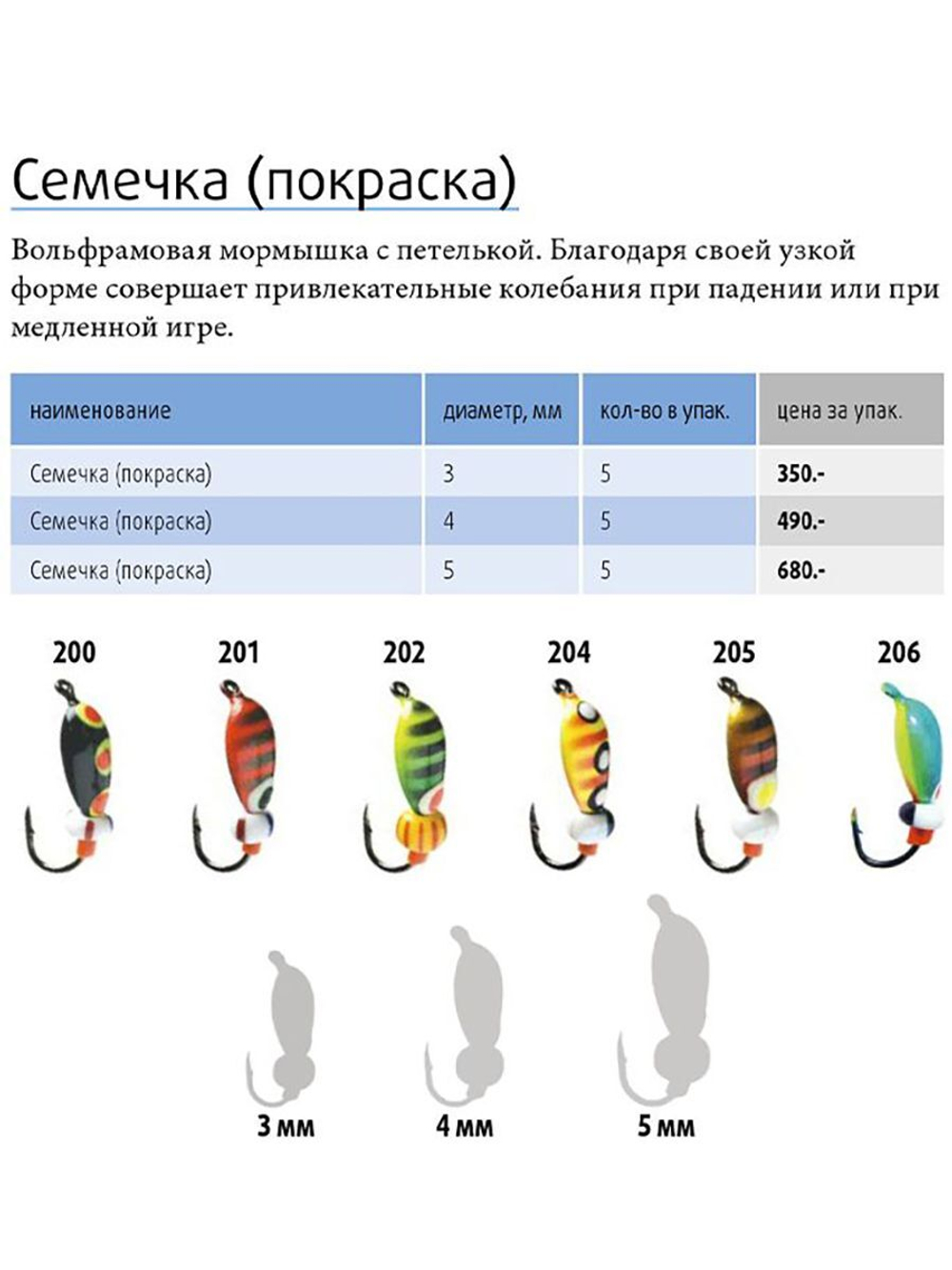 Мормышка вольфрамовая СЕМЕЧКА, #201, 5 шт