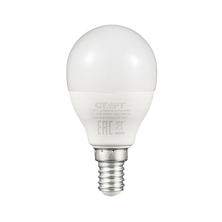 Лампа светодиодная LED Старт ECO Шар, E14, 10 Вт, 4000 K, холодный свет