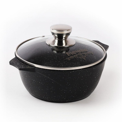 Кастрюля алюминий, антиприг, 3 л, с крыш, Мечта, Гранит black, 43802