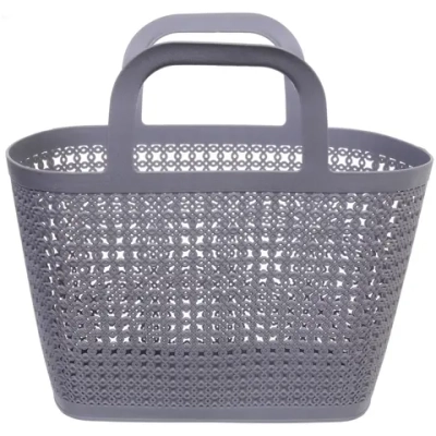 Корзинка хозяйственная «ФОЛЬК», цвет пудровый серый, 33*17.5*21см (лейбл)