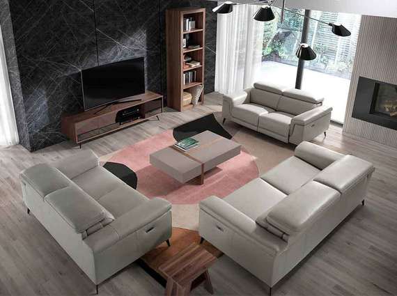 Трехместный диван с реклайнером Angel Cerda 5319-3P, серая кожа