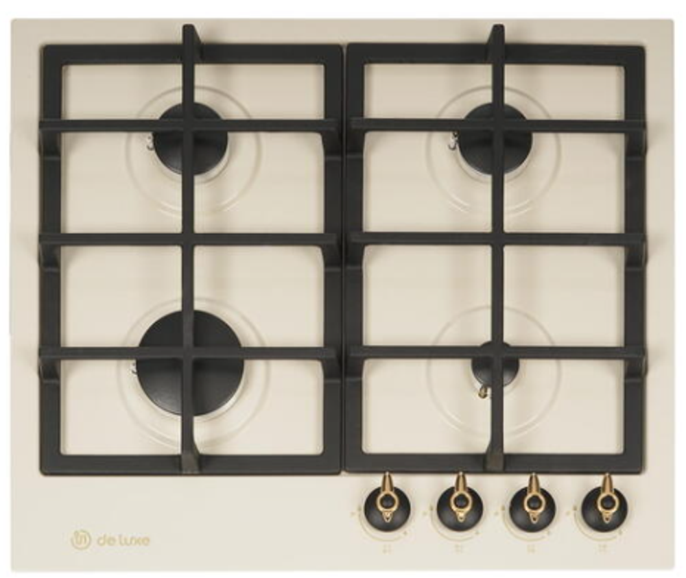 Поверхность варочная  ДеЛюкс TG4_750231F-078 (топленое молоко,ручки золото,газ/к., 51*60) Россия