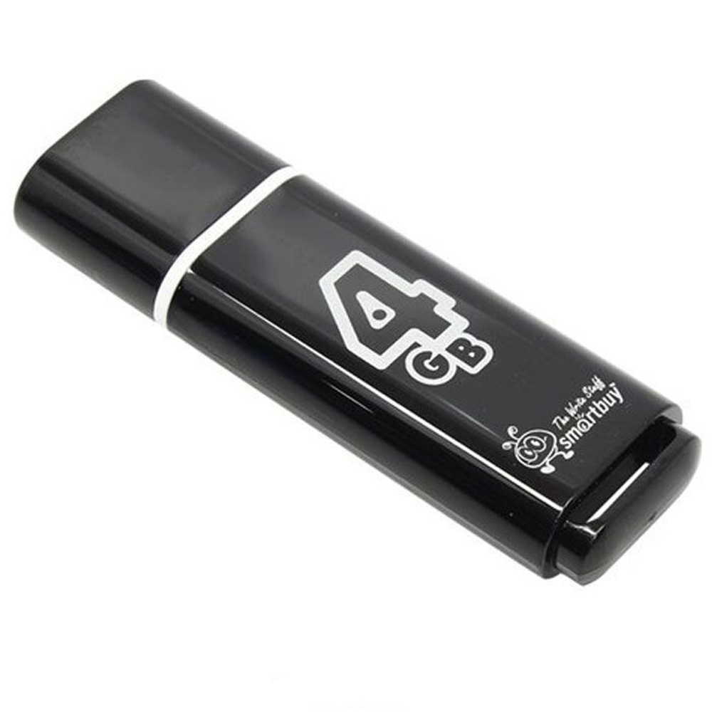 USB Флешка 4GB SmartBuy Glossy, USB 2.0, черная