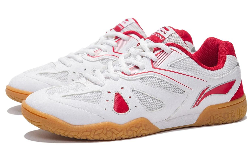 Li Ning Fabric Cushioning Slip Resistant Abrasion Resistant Low top Training Shoes Women"s White Red