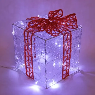 Фигура светодиодная «Подарок» 23 см, 30 ламп LED, IP-65, Белый/красный