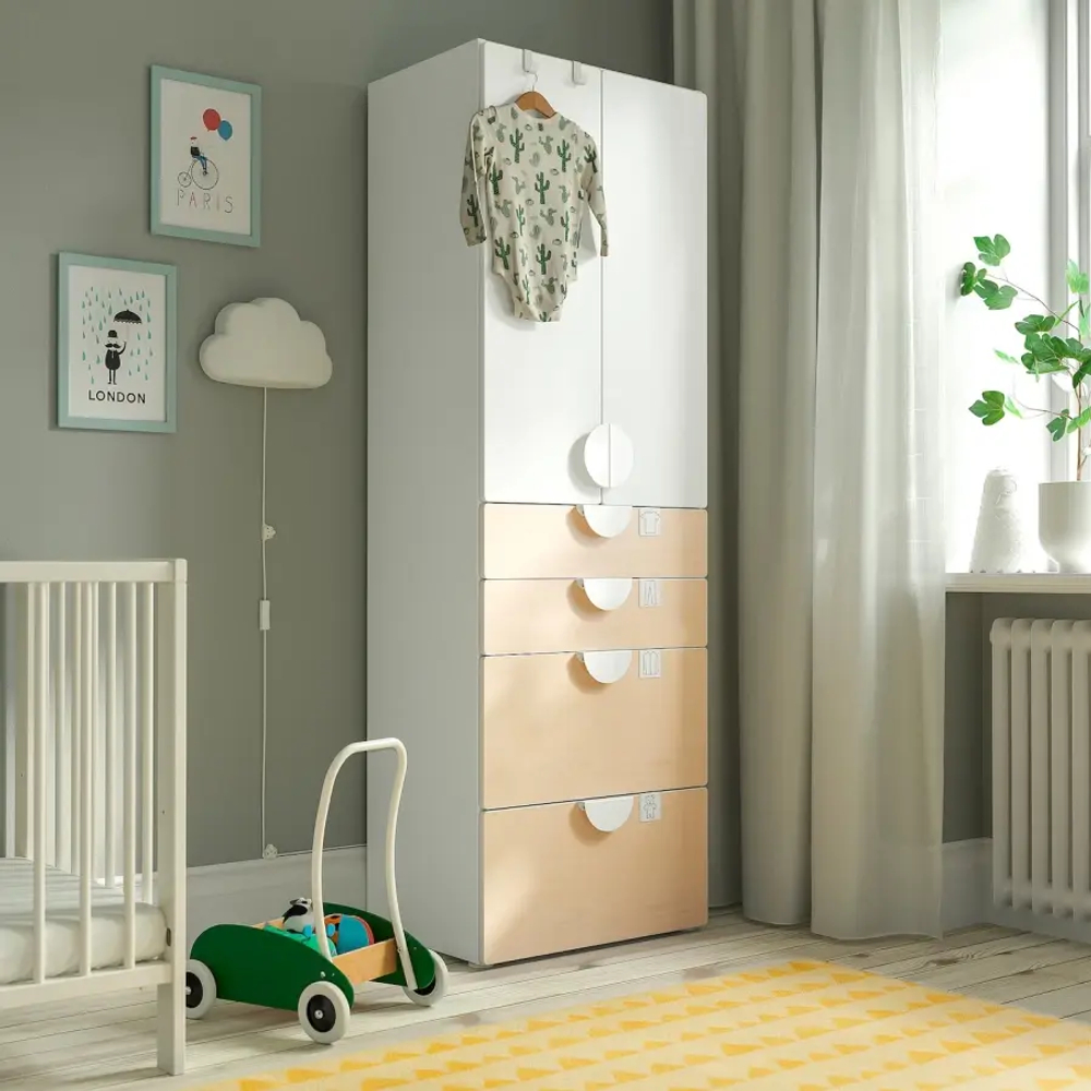 Шкаф - IKEA SMÅSTAD/PLATSA/SMASTAD/СМОСТАД/ПЛАТСА ИКЕА, 42х60х181 см, белый/бежевый