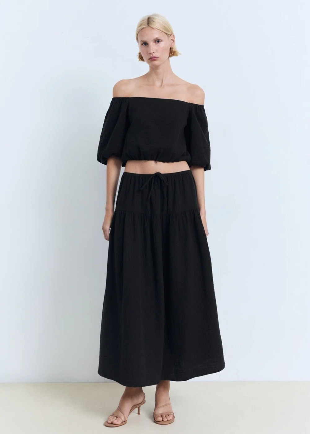 Хлопковая блузка с рукавами-фонариками