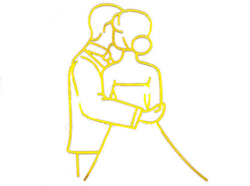 Топпер акриловый силуэт "Молодожены" золотой