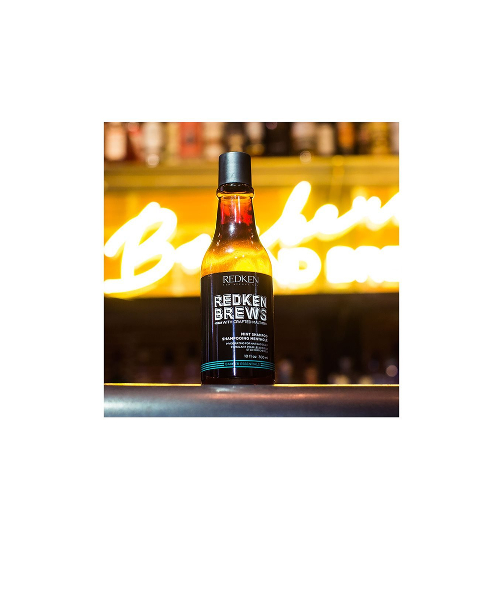 Redken Brews - стимулирующий мятный шампунь для волос и кожи головы /   300  ml  / GTIN 884486336903