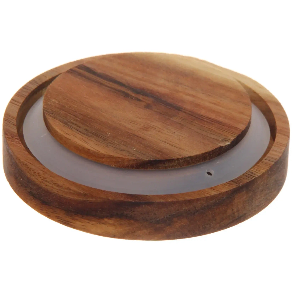 Банка для продуктов стеклянная 500мл «ICE» с крышкой из акации