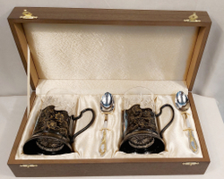 Чайный набор подстаканников (Ручная роспись Палех) №14