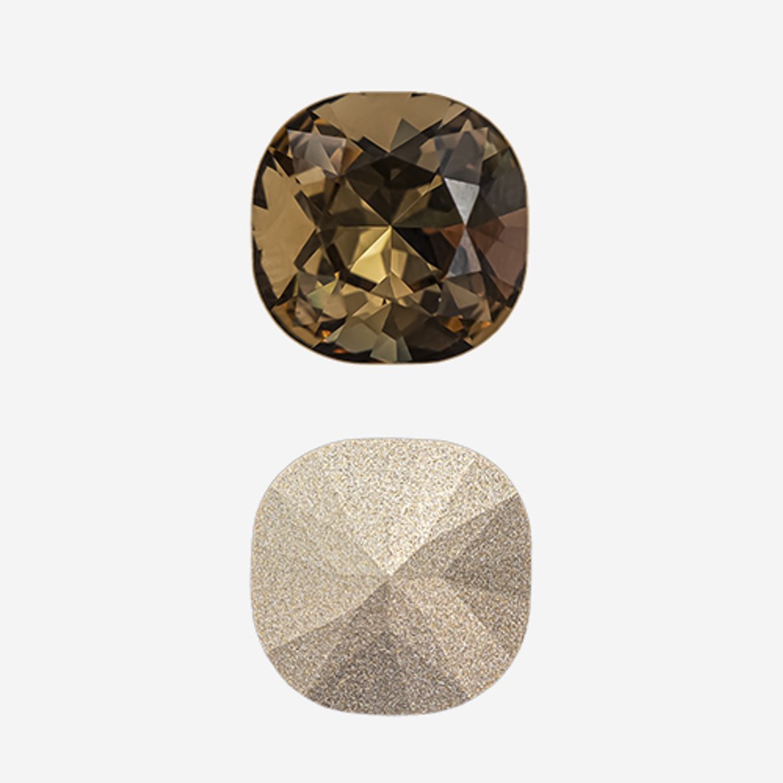 Кристалл Кушон (Сushion), оттенок "Light Smoked Topaz", 12мм