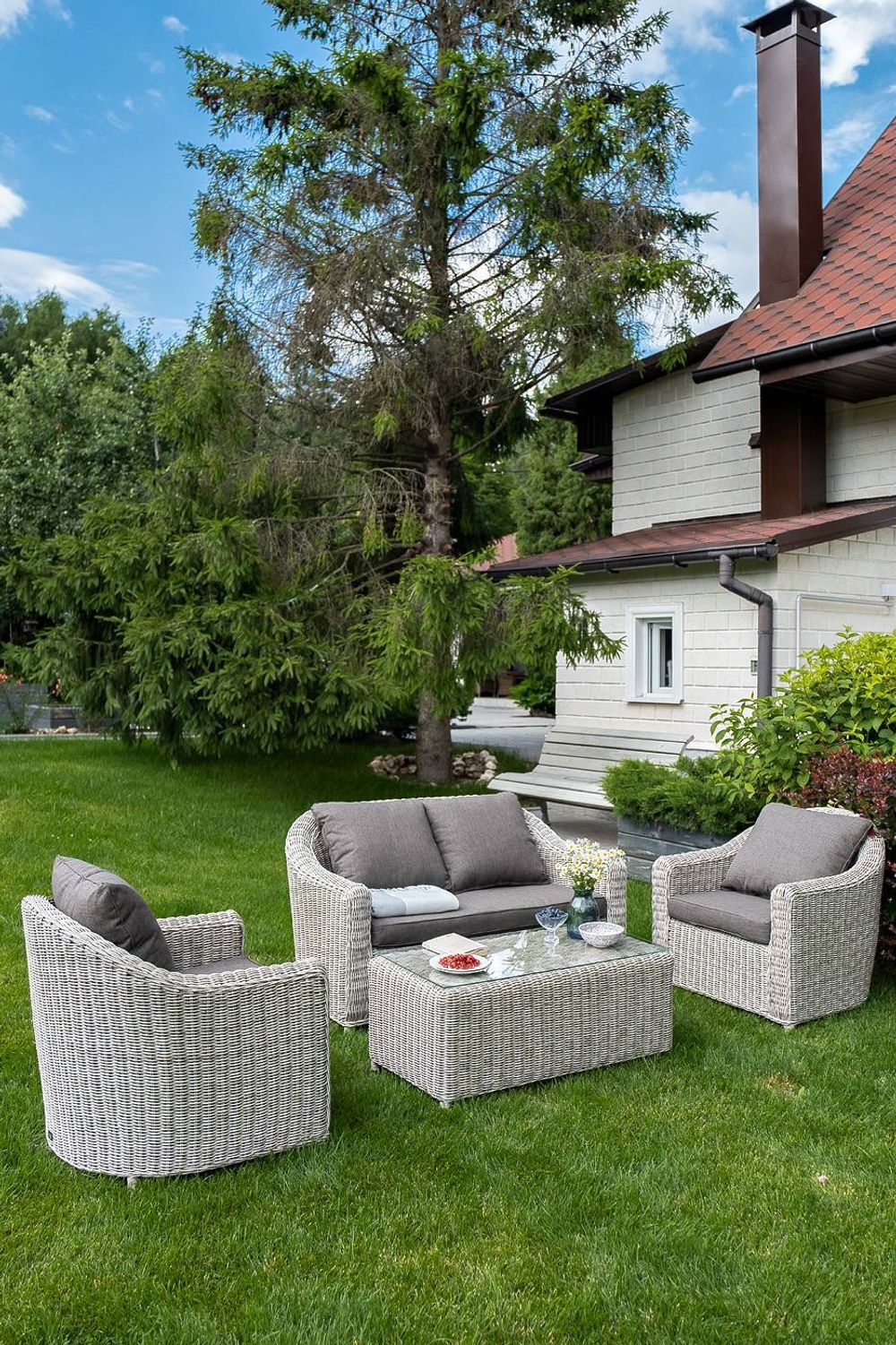 "Кон Панна" диван из искусственного ротанга двухместный, цвет бежевый