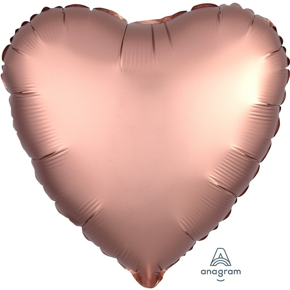 Фольгированная фигура, сердце, 18"/46СМ Сатин Rose Copper