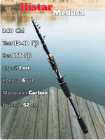Спиннинг кастинговый Histar Medusa тест 15-40 гр длина 240 см