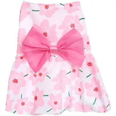 Платье для кошек и собак мелких пород «Бонита на прогулке», ромашки розовые, размер S, длина спинки 24-26см