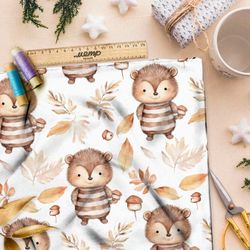 Ткань премиум атлас милые бурундуки