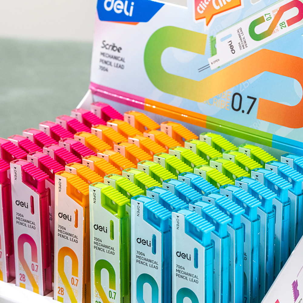 Грифели DELI для механических карандашей, 0,7 мм, 2В
