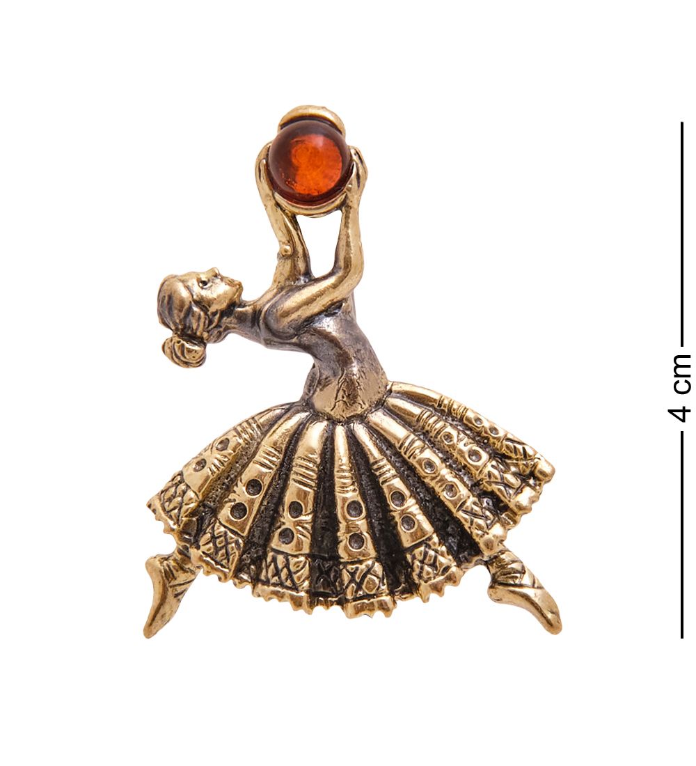 AM-3416 Брошь «Балет» (латунь, янтарь)