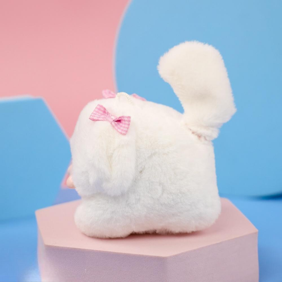 Мягкий брелок Заводной Щенок белый, 7см