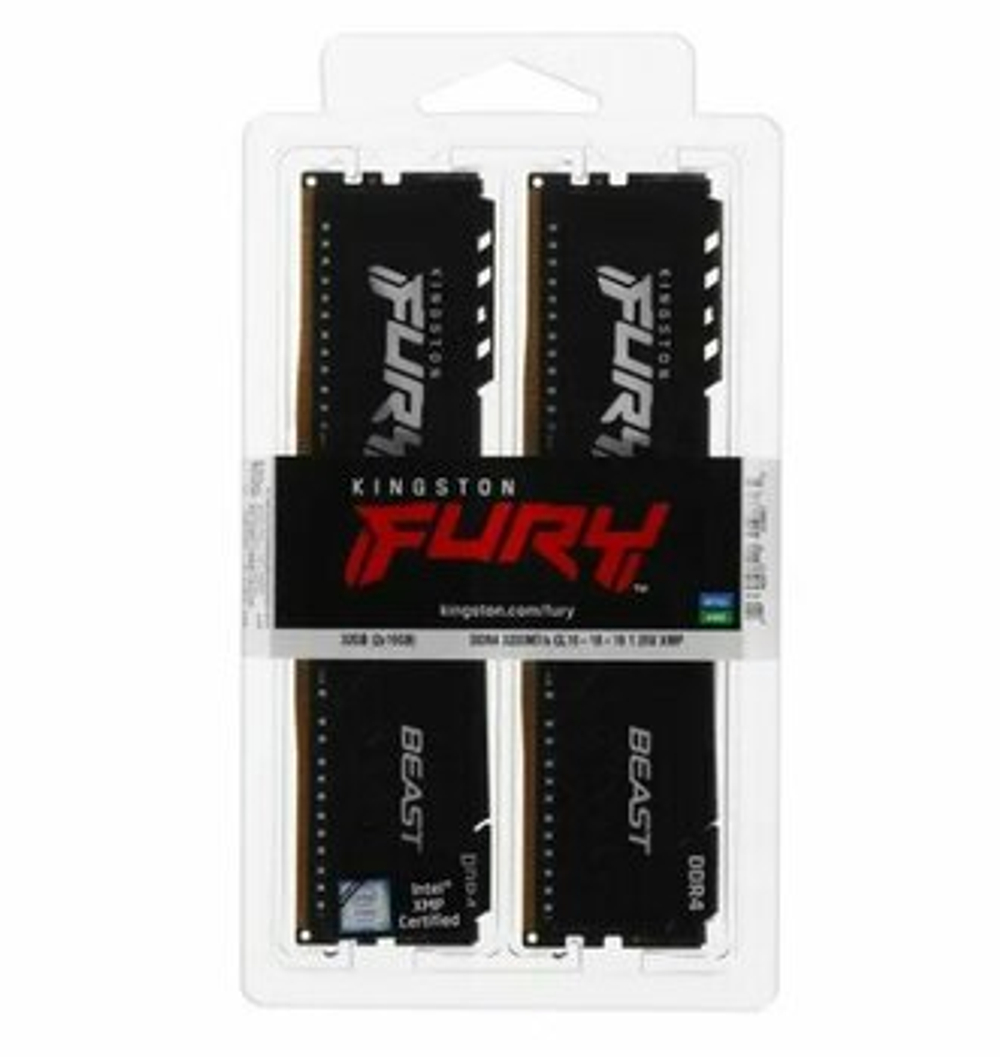 Оперативная память KINGSTON FURY Beast DDR4 32GB 3200MHz CL16 UDIMM KF432C16BB1K2/32