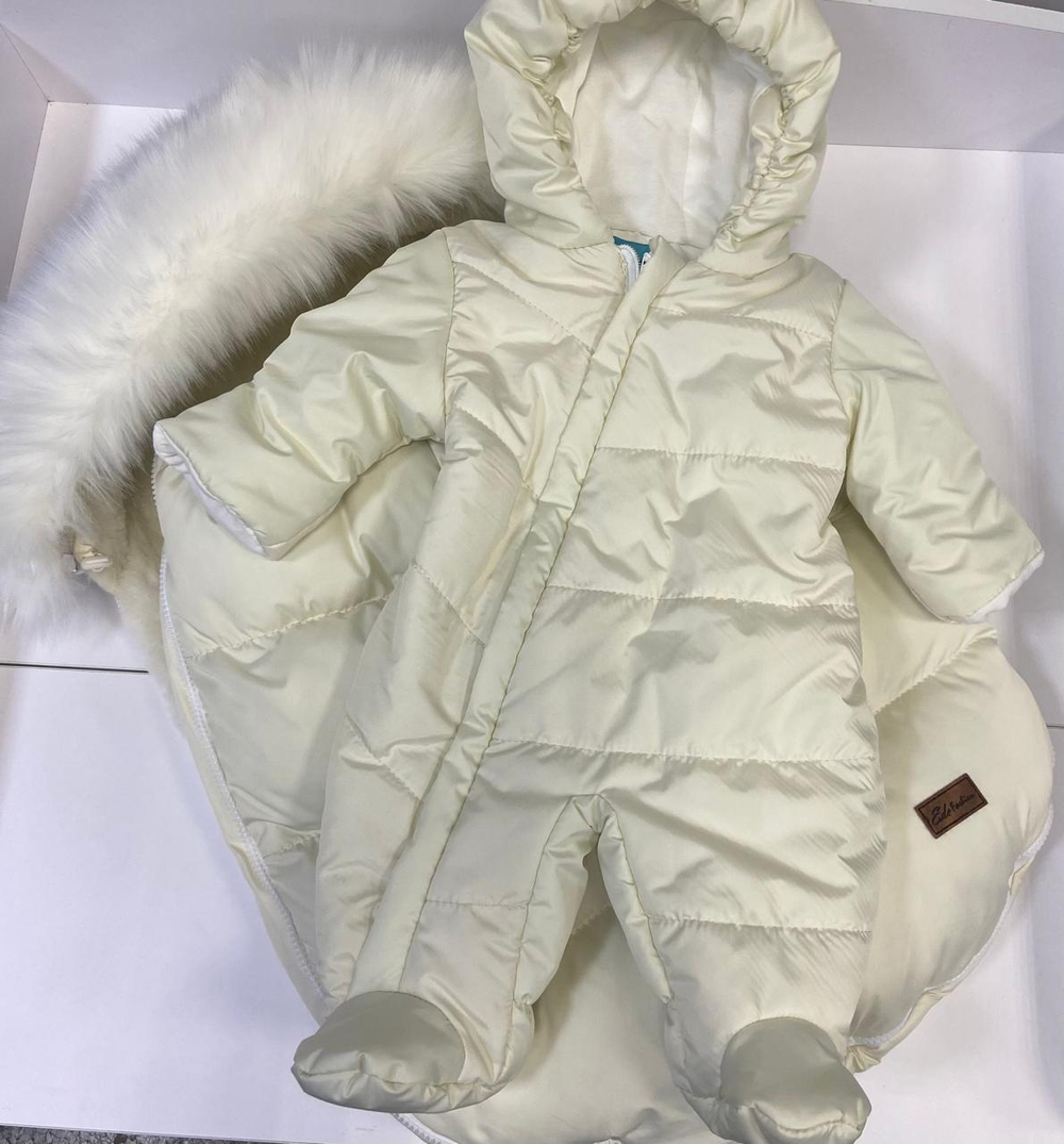 Комплект на выписку Конверт + комбинезон 62-68 (молочный)