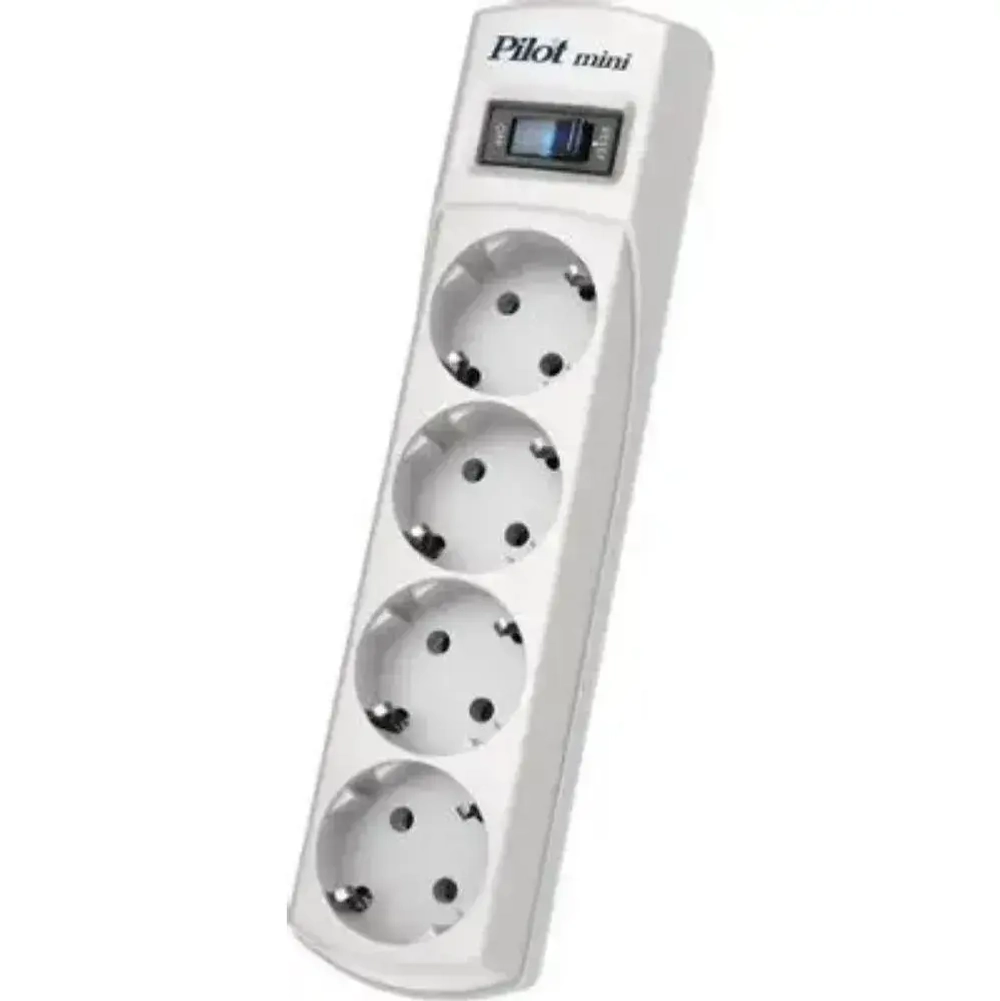 Сетевой фильтр PILOT Mini, 4-розетки, 3м, светло-серый