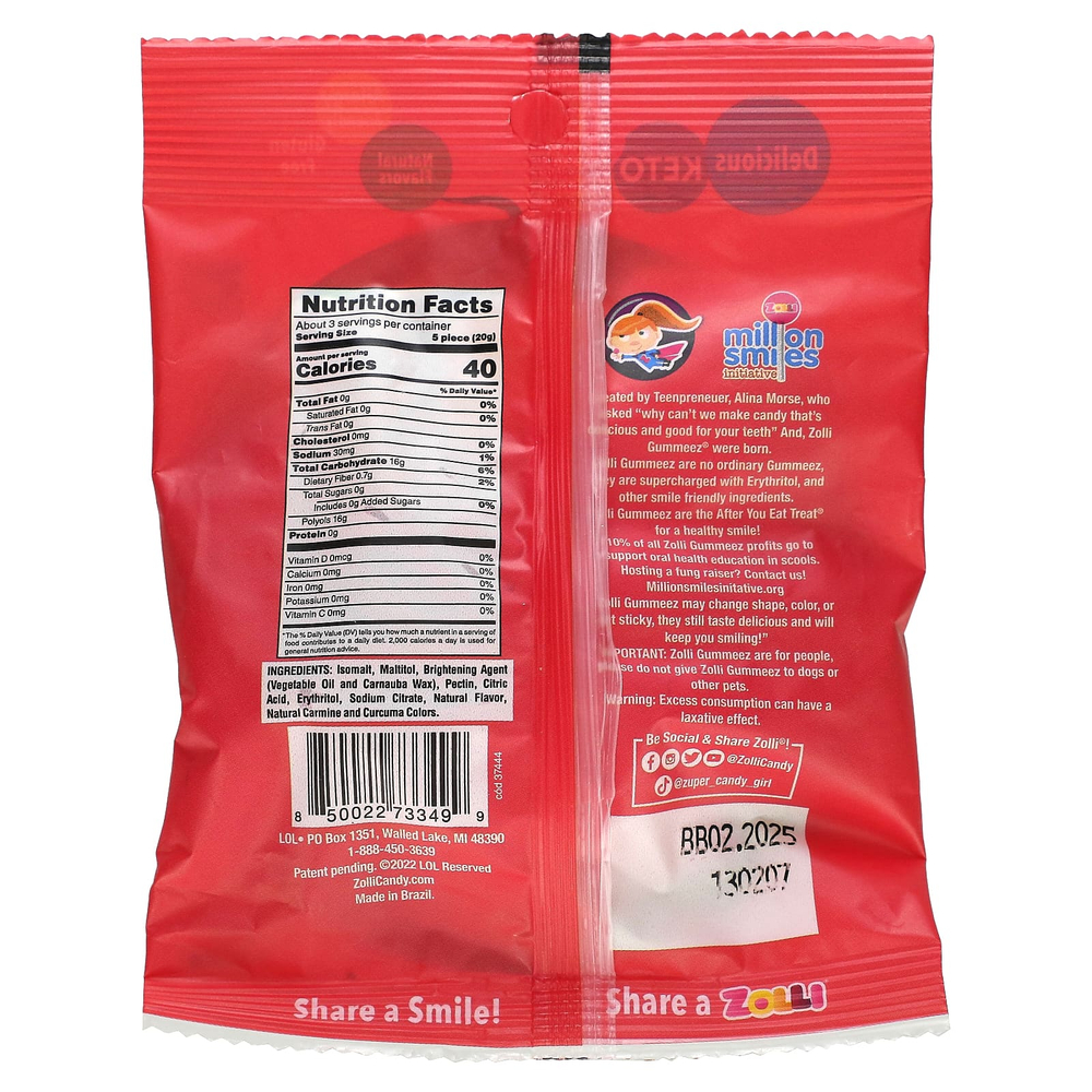 Zollipops, Zolli Gummeez, арбуз, 55 г (1,94 унции)