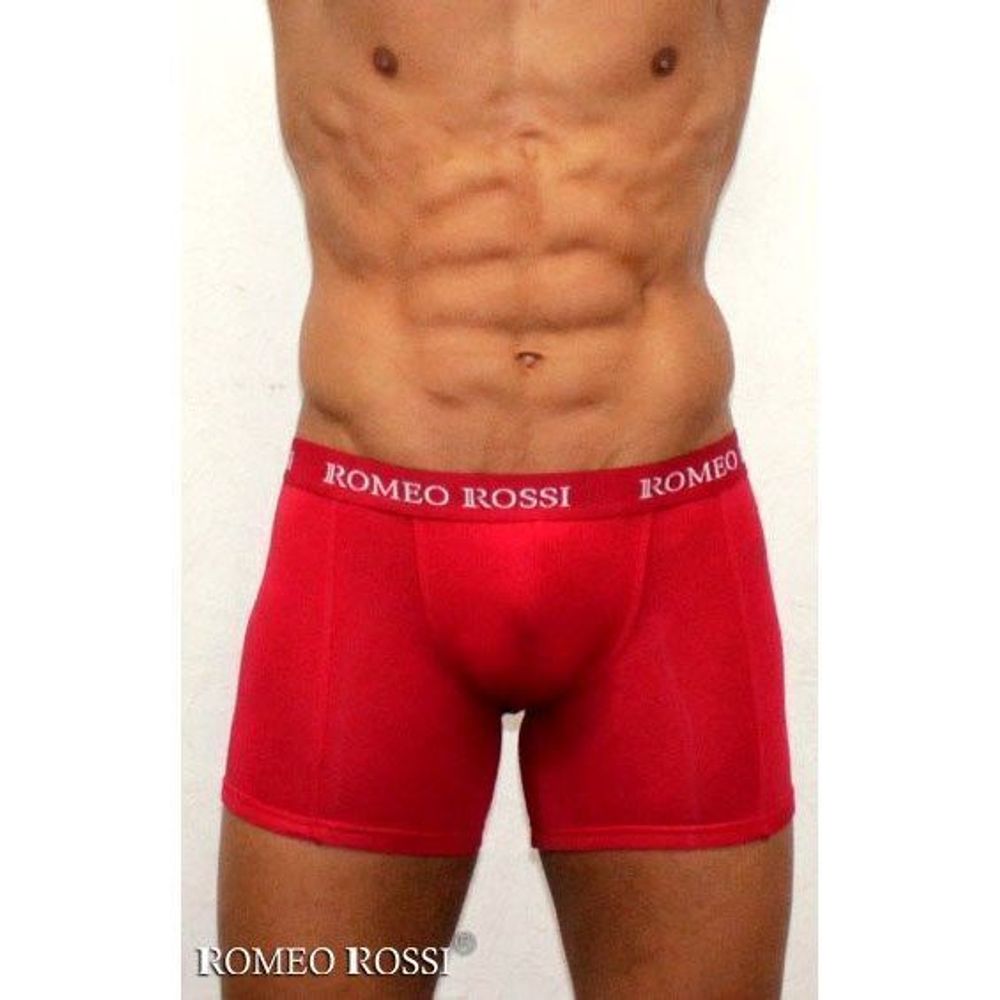 Мужские трусы боксеры удлиненные c резинкой Romeo Rossi красные RR7001-08
