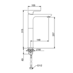 Смеситель для раковины 35к G1048-2 GAPPO высокий, литой, п/гайку, БЕЛЫЙ-ХРОМ