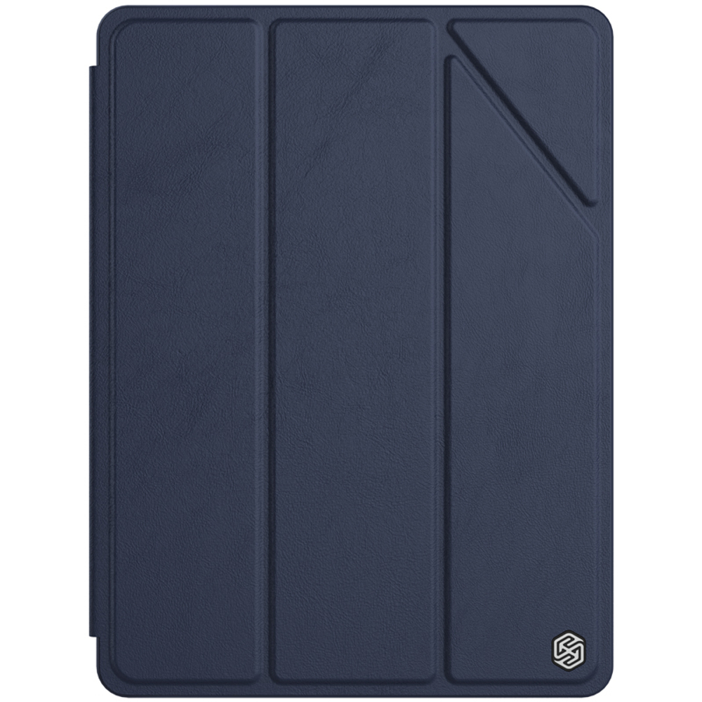 Кожаный чехол книжка синего цвета от Nillkin для iPad 10.2 (2019, 2020, 2021), серия Bevel Leather Case, функция пробуждения и сна