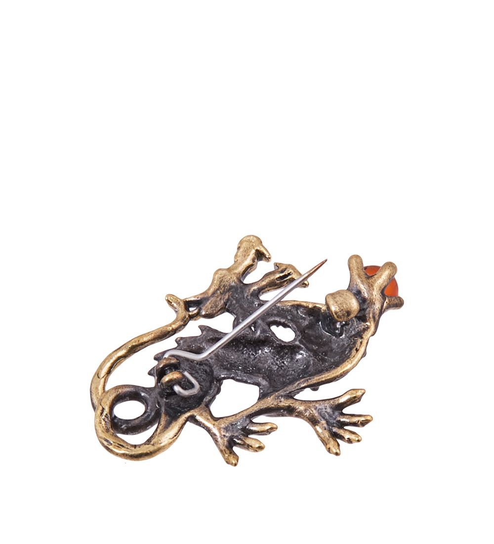 AM-3833 Брошь «Дракон Индийский» (латунь, янтарь)