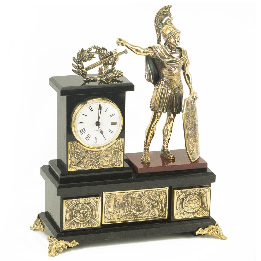 Часы "Цезарь" бронза яшма долерит 260х120х340 мм 6400 гр. R118669