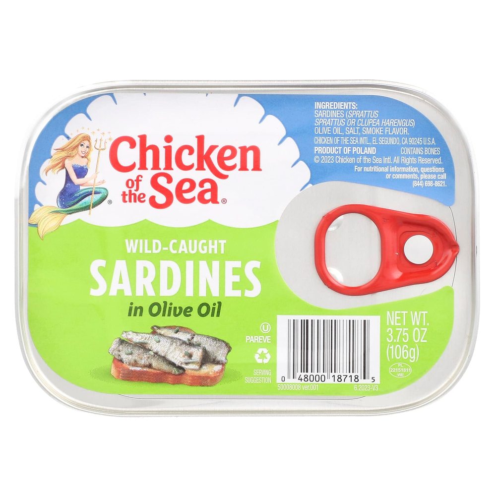 Chicken of the Sea, Дикие сардины в оливковом масле, 106 г (3,75 унции)