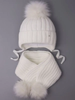 Шапка детская зимняя с помпоном и шарф